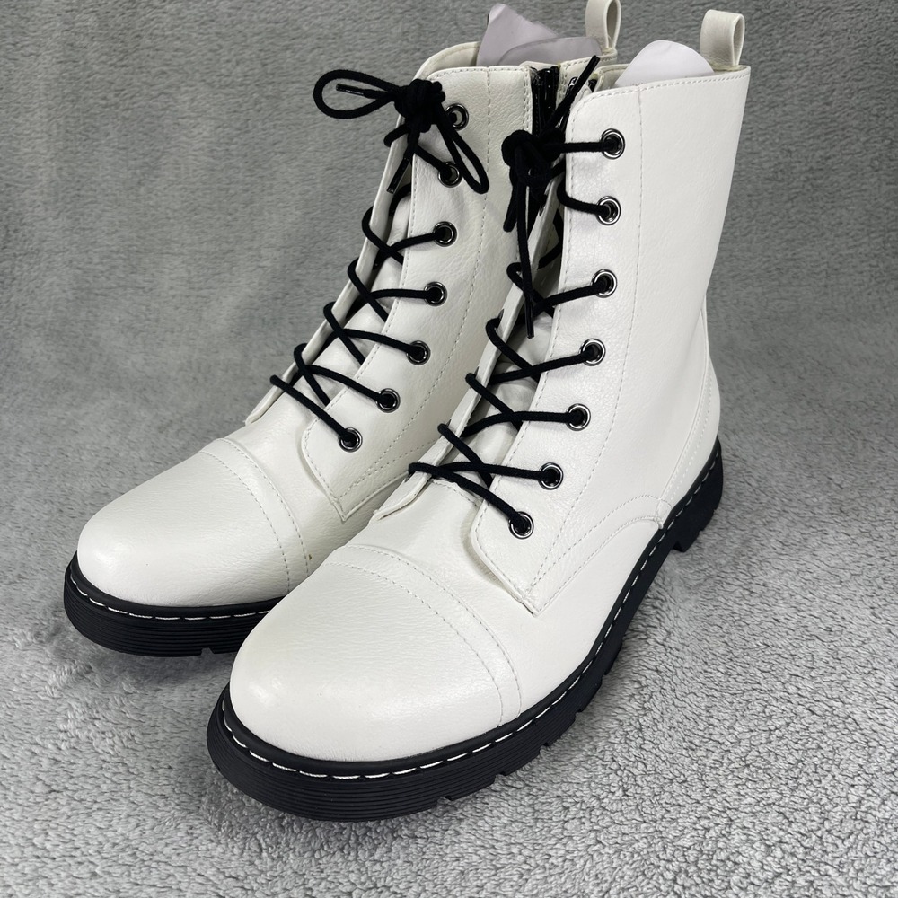 Arizona Jean Co White Combat Boots Womens 10‎ Side Zip